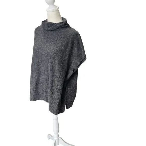 Anthropologie Cowl Neck Wool Blend Poncho Sweater Gray XS Minimalist